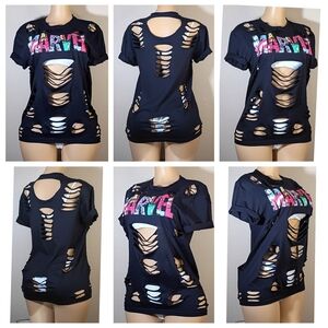 Marvel Women's Custom Black Cutout Tee